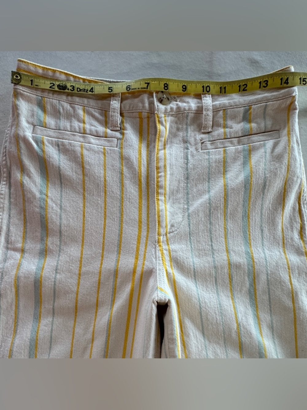 Madewell Emmett Striped Wide-Leg Crop Pants K9884 Cream Yellow Blue (28) - Picture 8 of 17